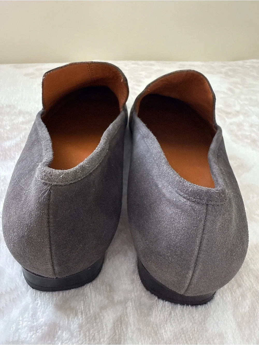 Aquatalia Gray Suede Slip On Loafers Pointed Toe Italy